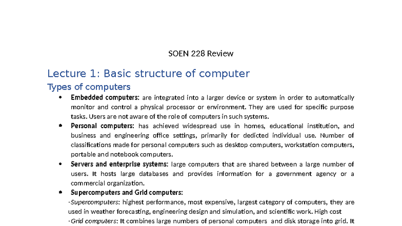 SOEN 228 Review: Computer Structure and Digital Logic Concepts - Studocu