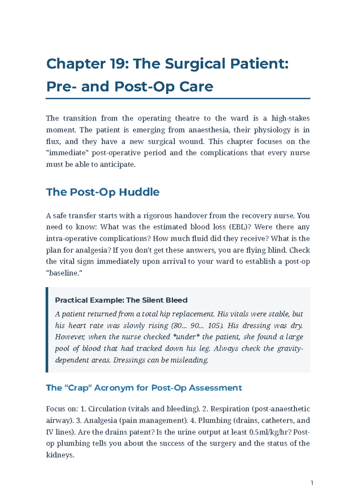 Chapter 19: Surgical Nursing - Care of the Surgical Patient - Studocu