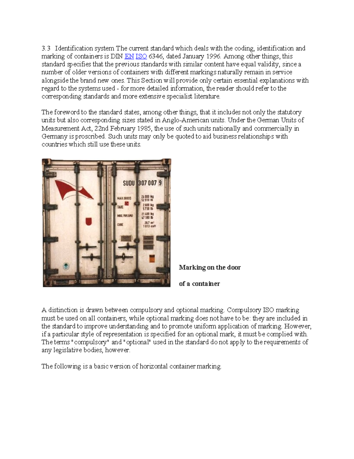 Container Identification System Overview (DIN EN ISO 6346) - Studocu