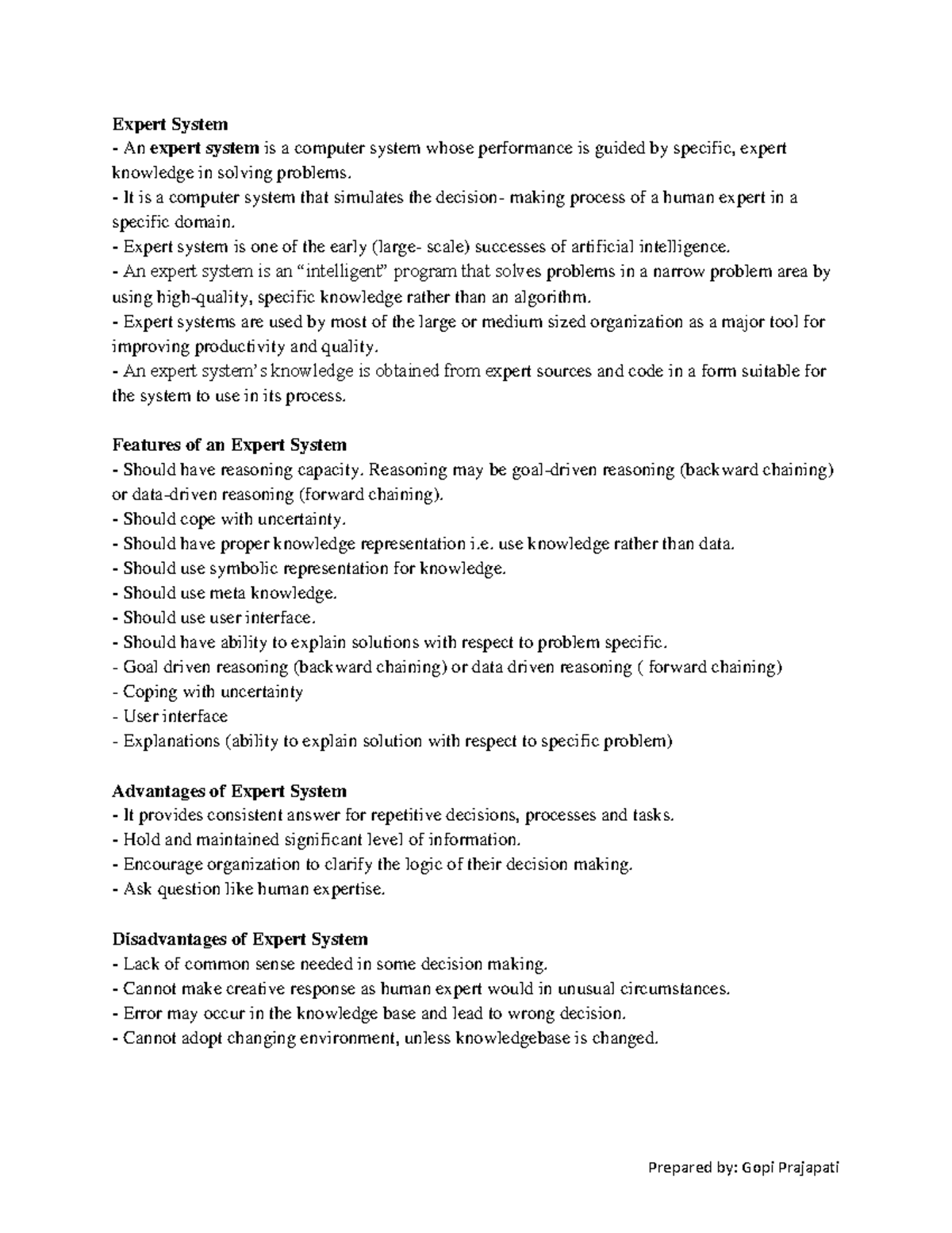 Unit 9 Expert System - AI: Comprehensive Overview of Expert Systems ...