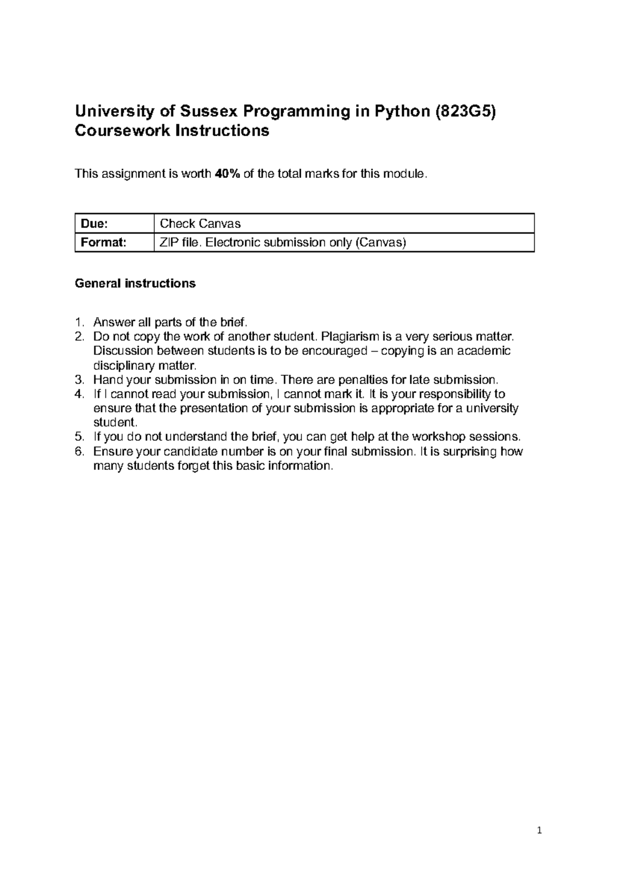 Coursework Instructions - University of Sussex Programming in Python ...