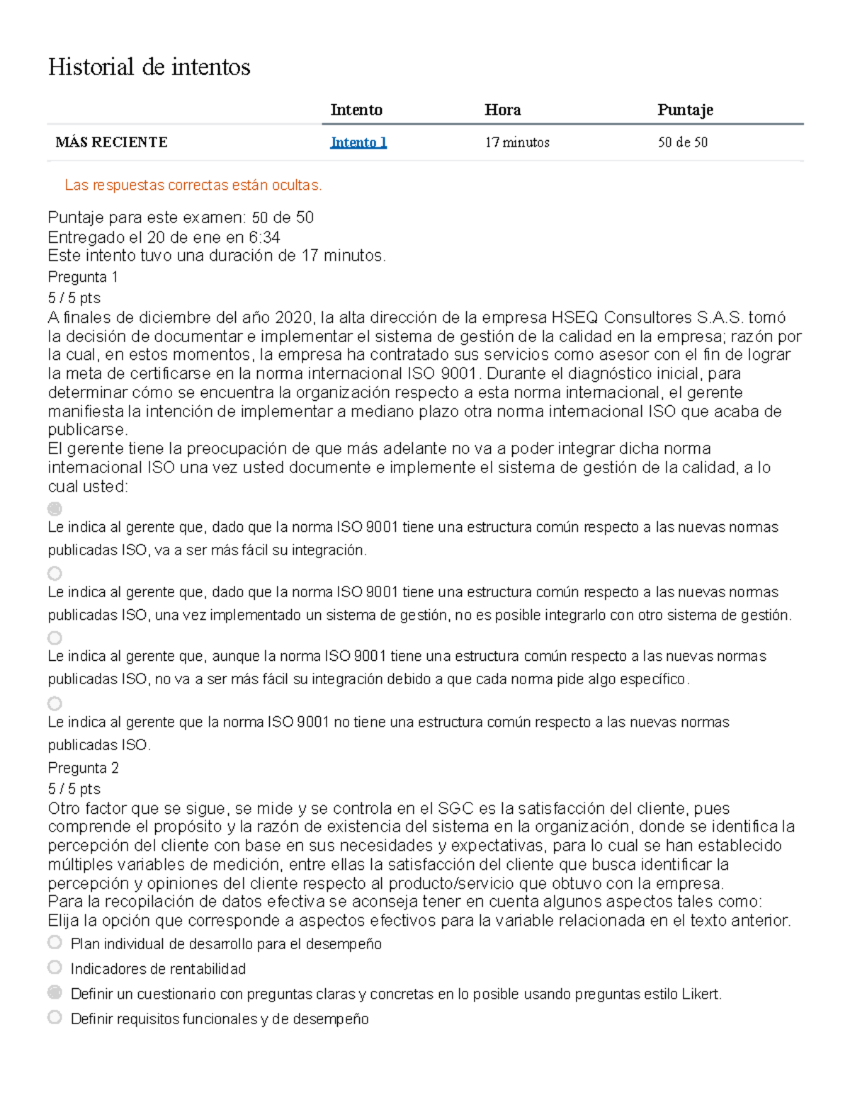 Quiz - ISO 9001 y Gestión de Calidad - Escenario 2 - Studocu