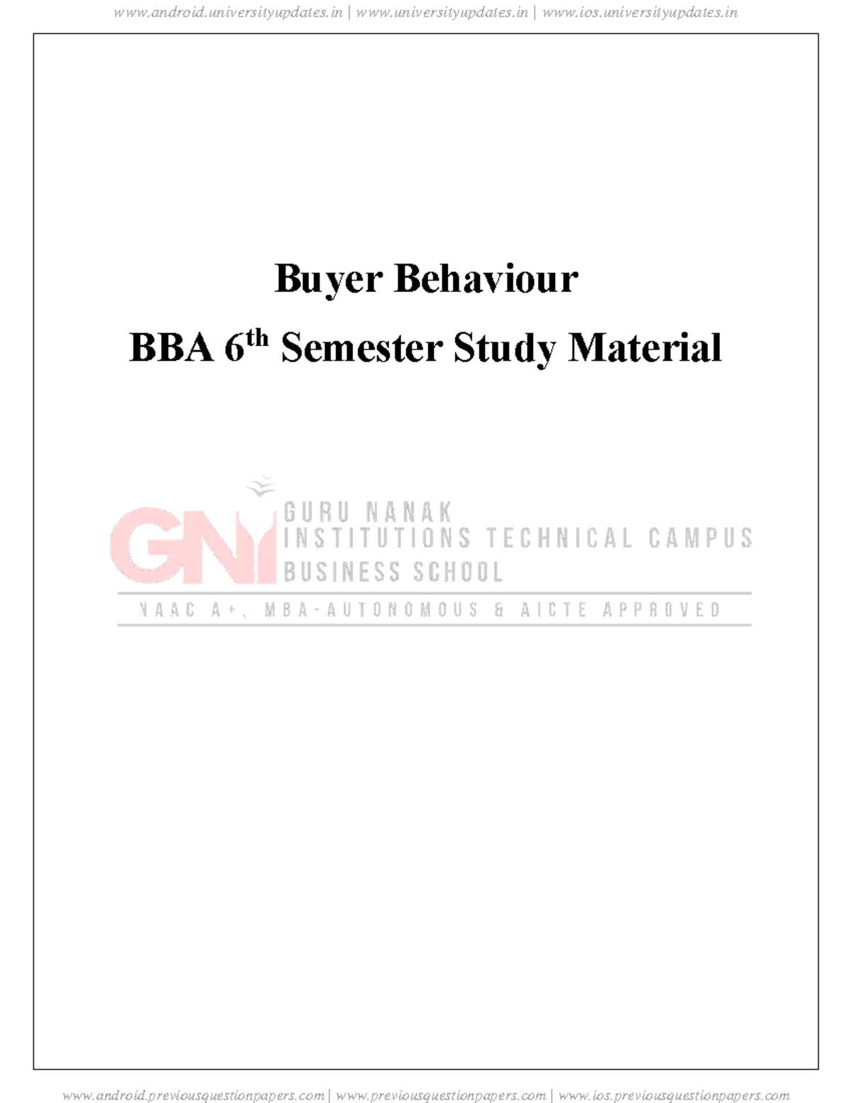 Buyer Behaviour BBA 6th Sem Study Material: Key Concepts & Factors ...