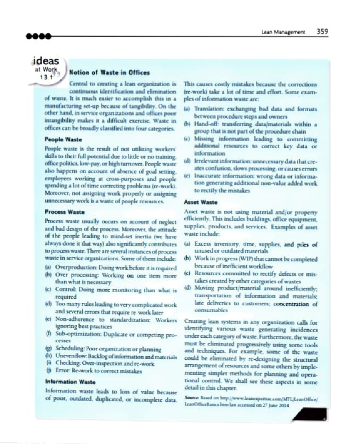 Lean and JIT - BPR NOTES - Lean Manaement 35 Jdeas Notion of Waste in ...