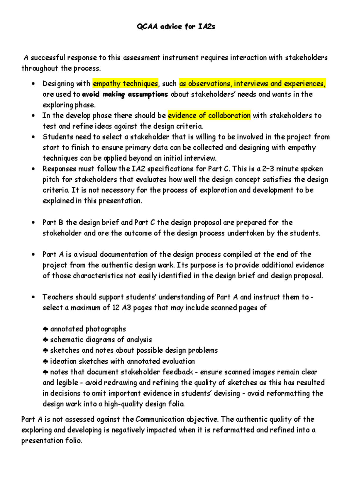QCAA IA2 Advice: Successful Stakeholder Interaction & Design Process ...