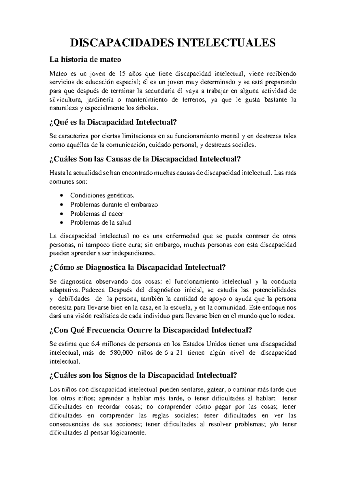 Discapacidad Intelectual: Comprensión y Estrategias para Apoyo - Studocu