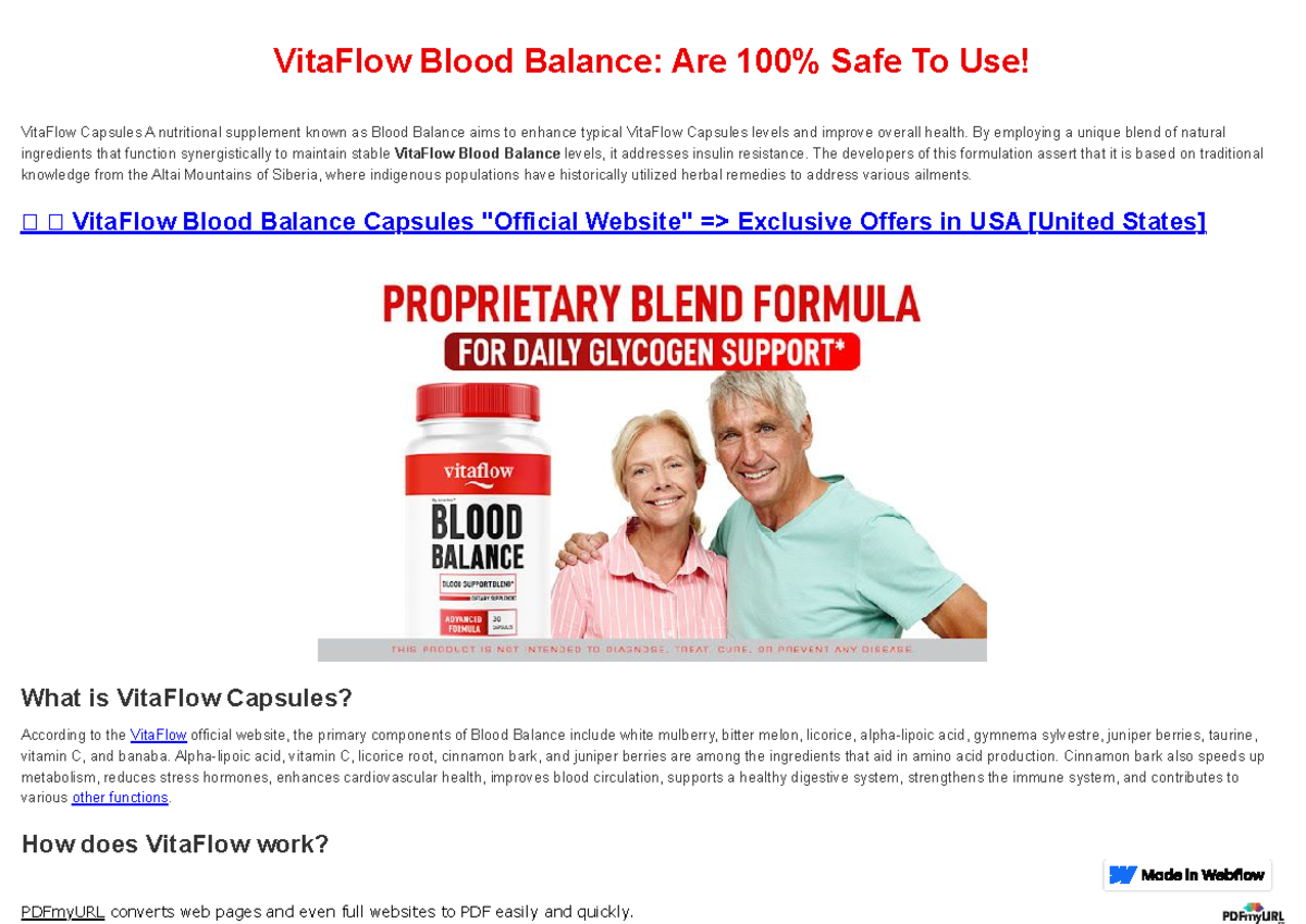 VitaFlow Blood Balance Capsules USA: Benefits & Usage for