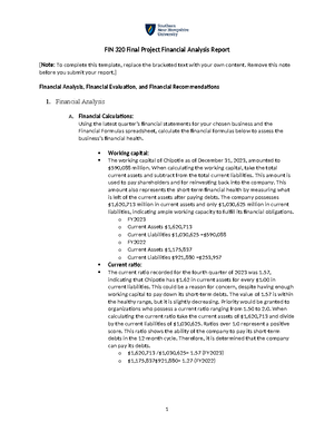 7-1 Final Project - FIN 320 Final Project Financial Analysis Report ...