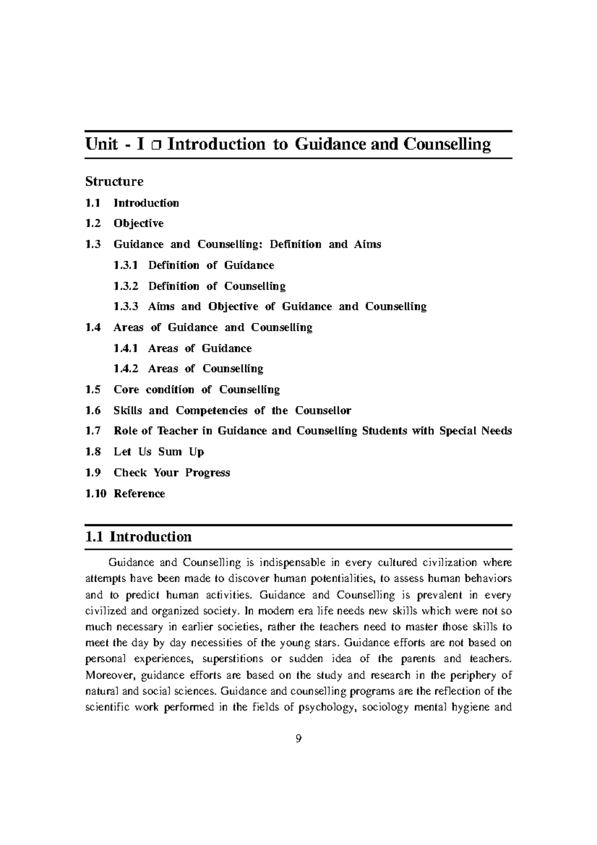Unit I: Intro to Guidance & Counseling - Definitions, Aims & Roles ...