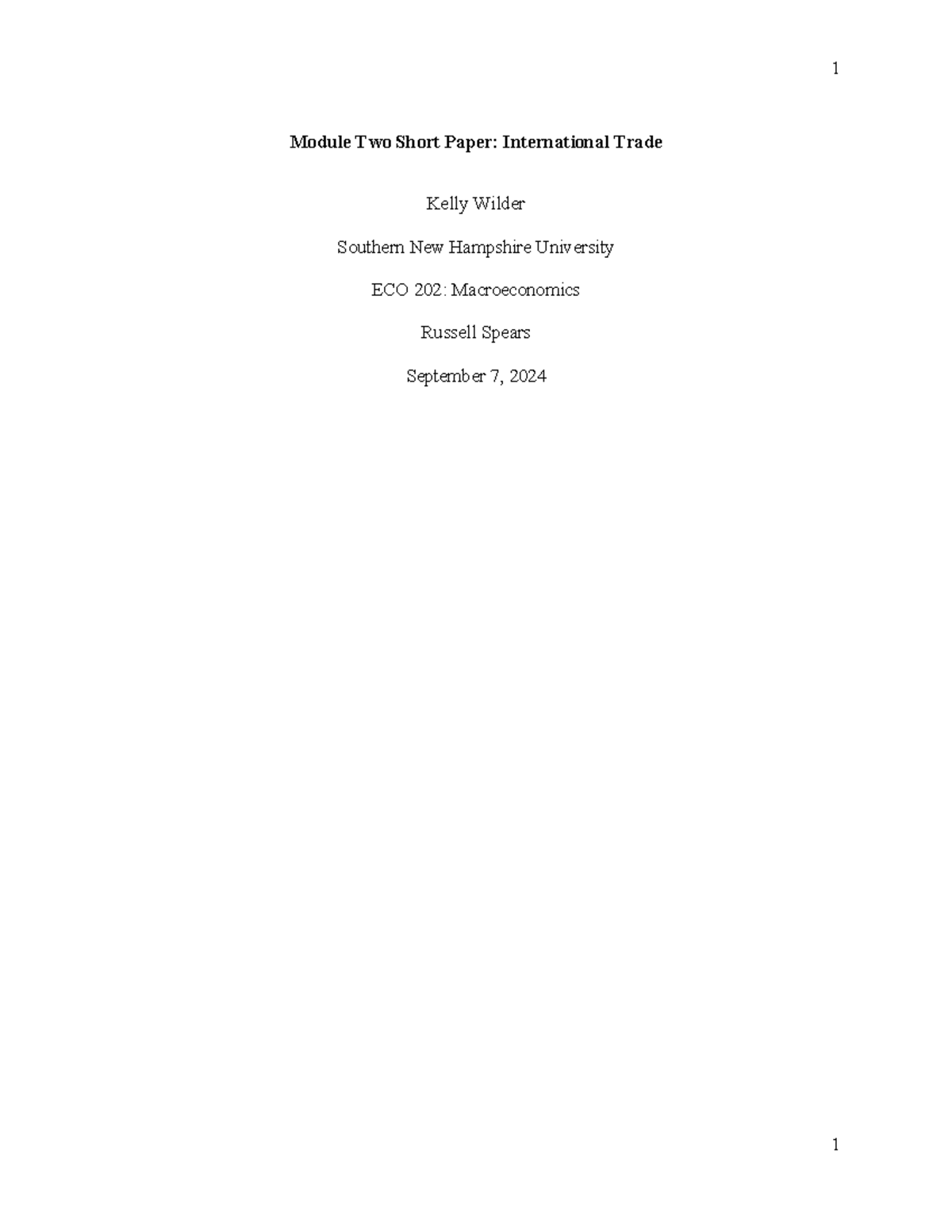 ECO 202 Week 2 Short Paper: Examining International Trade Dynamics ...