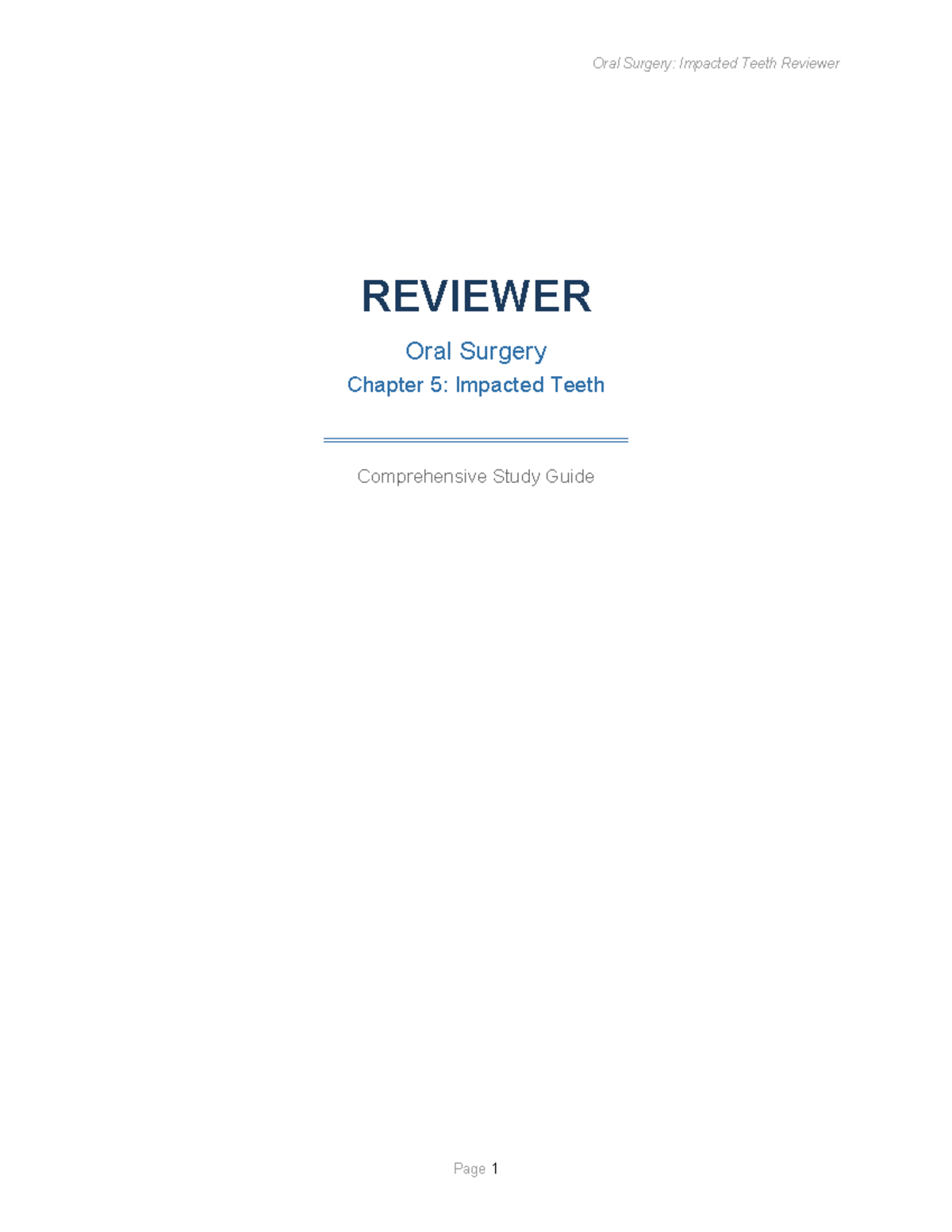 Oral Surgery (OS 101): Comprehensive Guide on Impacted Teeth - Studocu