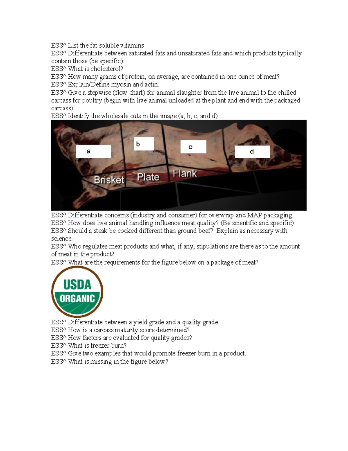 Exam #3 - Meat Science: Fats, Vitamins, and Processing Techniques - Studocu
