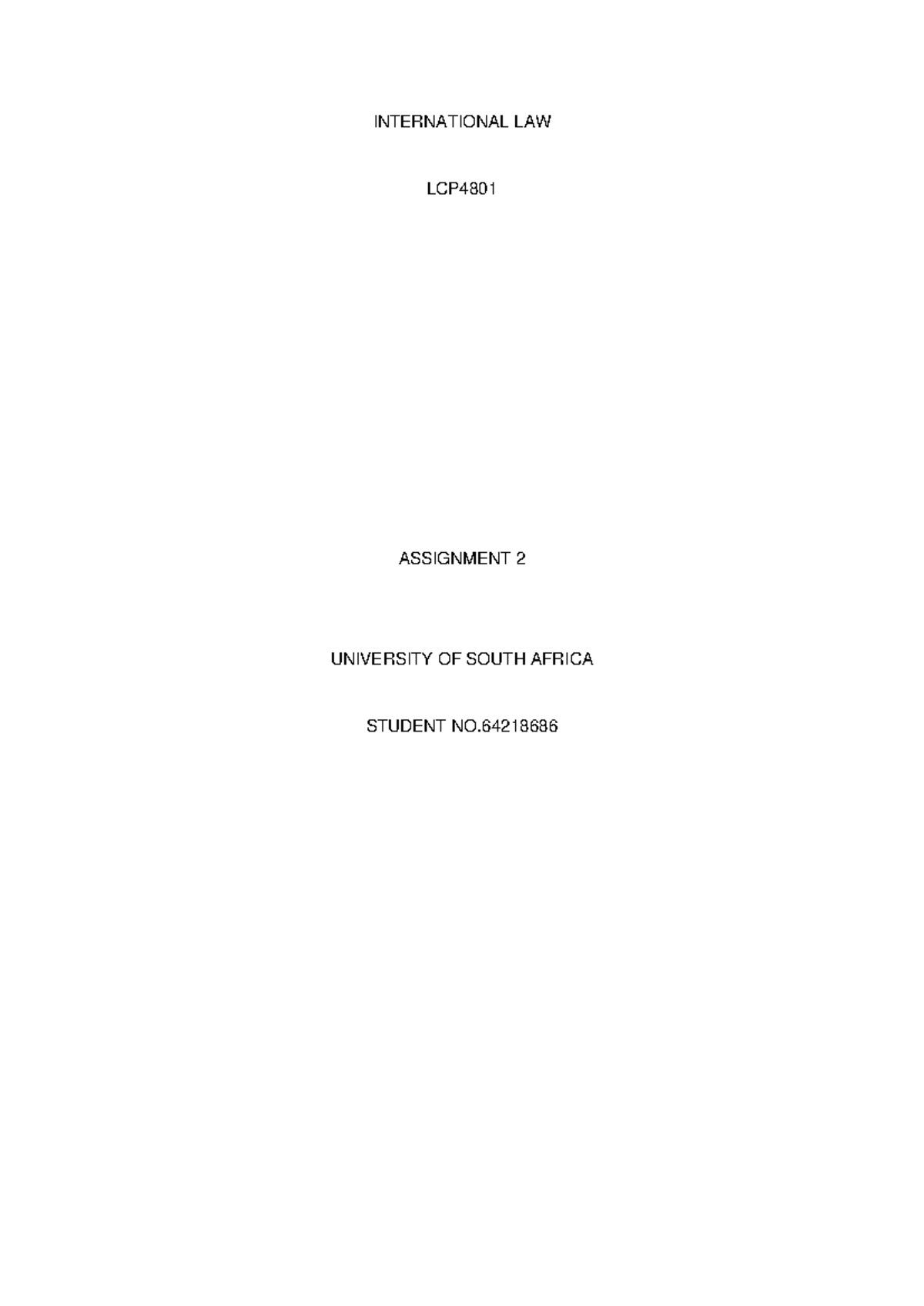 LCP4801 Assignment 2: Key Concepts in International Law - Studocu