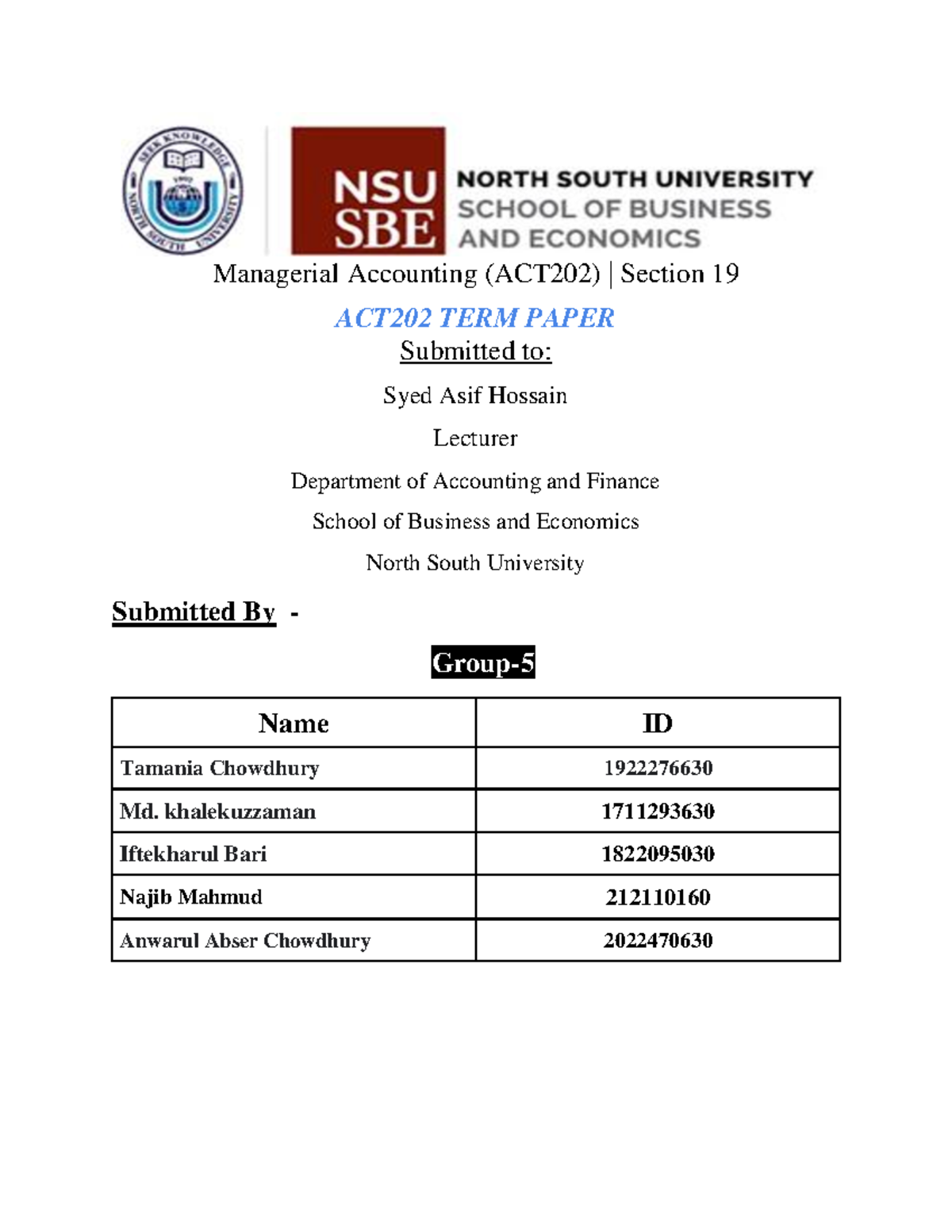 ACT202 Managerial Accounting Term Paper: Master Budget for Hao Chi ...