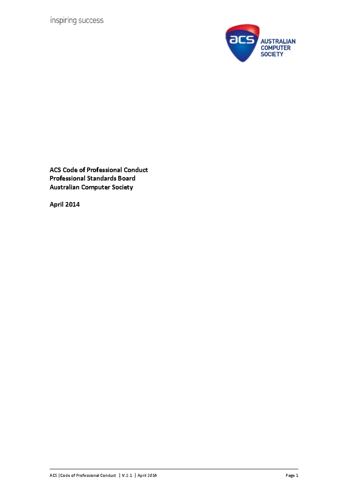 ACS Code of Professional Conduct: Ethical Standards for ICT ...