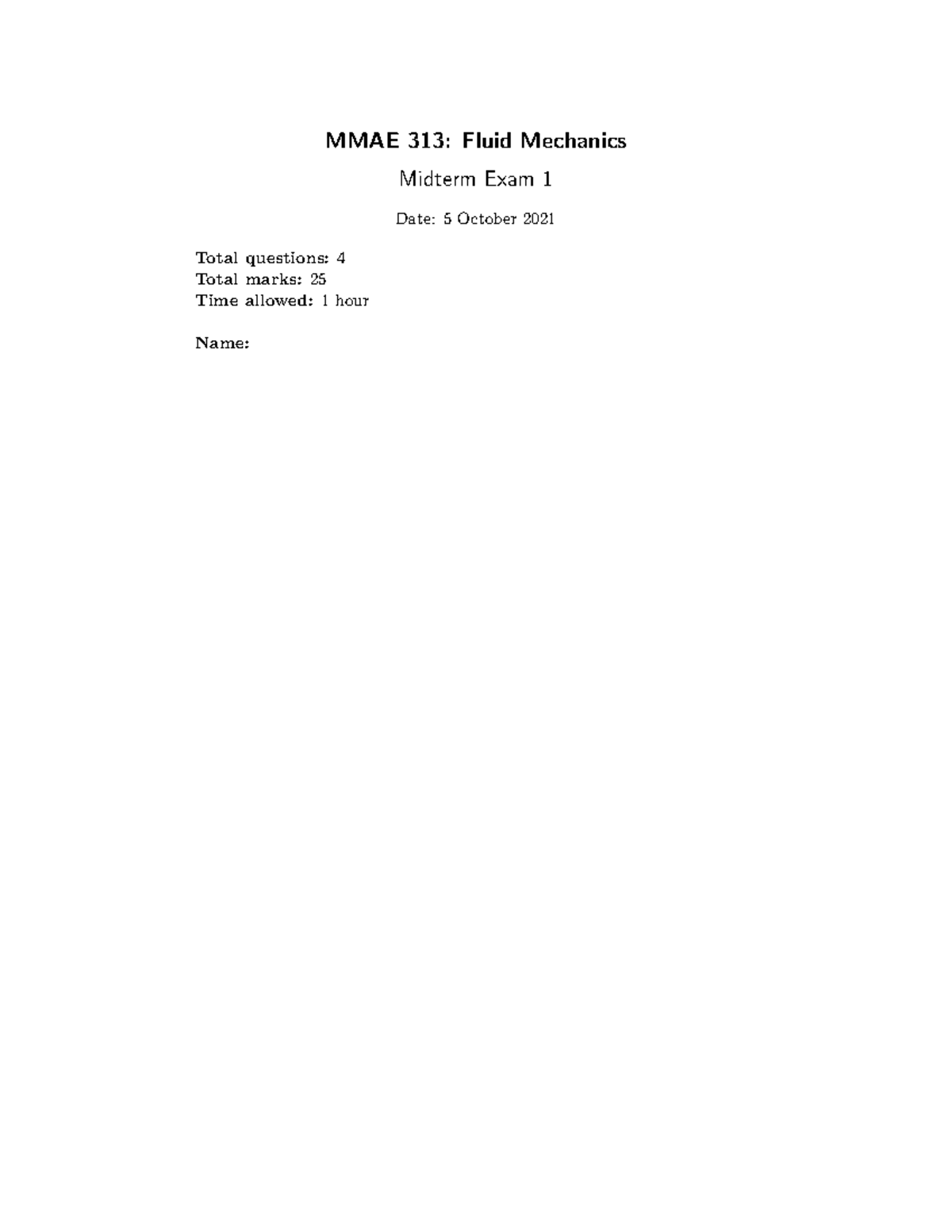 MMAE 313 Midterm Exam 1 Fall 2021 Solutions and Explanations - Studocu
