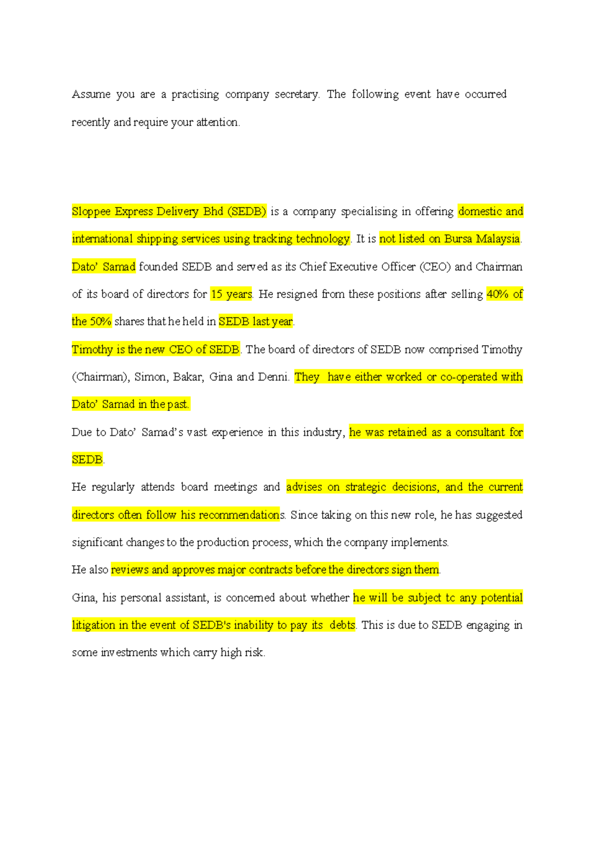 PG Course: Company Law Assignment - Shadow Director Analysis - Studocu