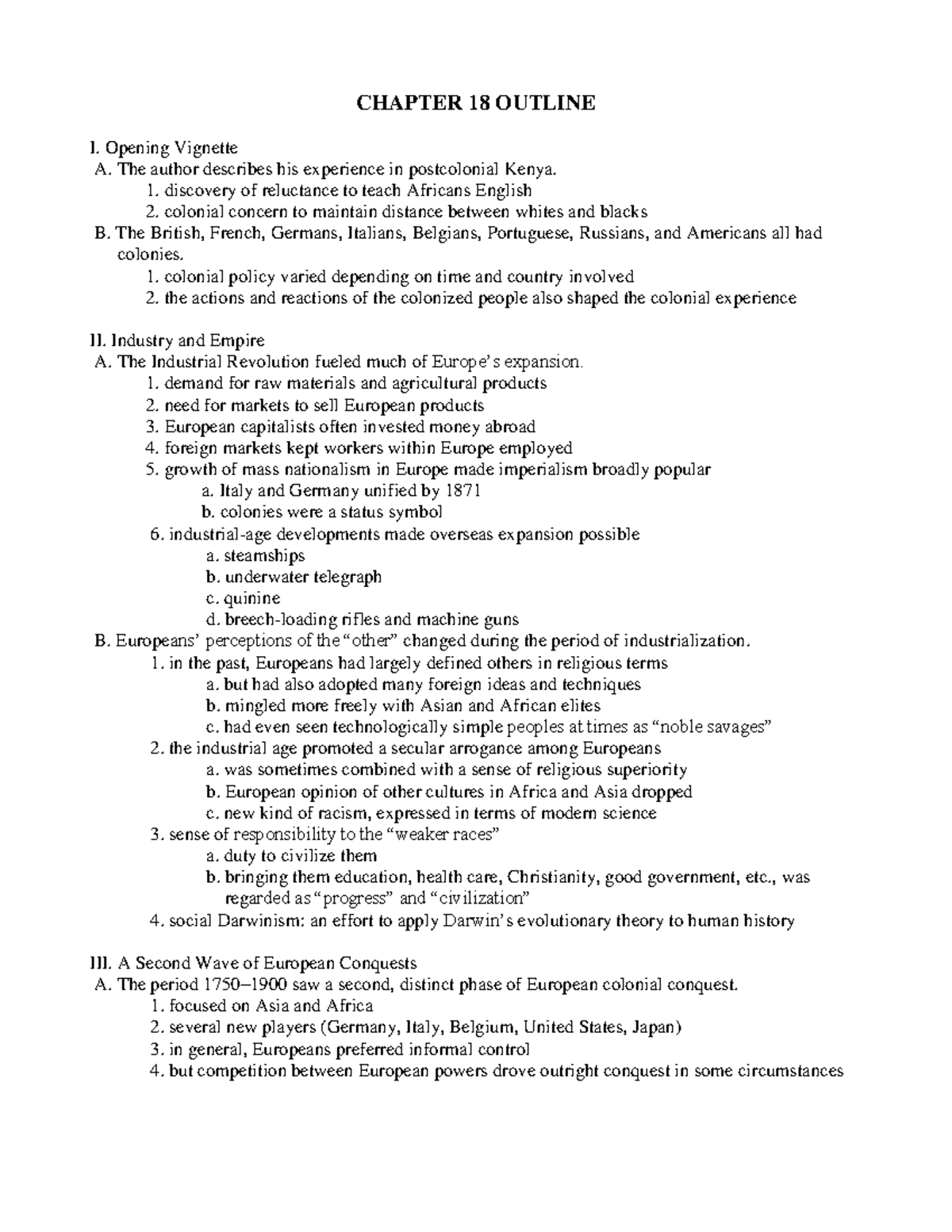 Chapter 18 strayer - CHAPTER 18 OUTLINE I. Opening Vignette A. The ...