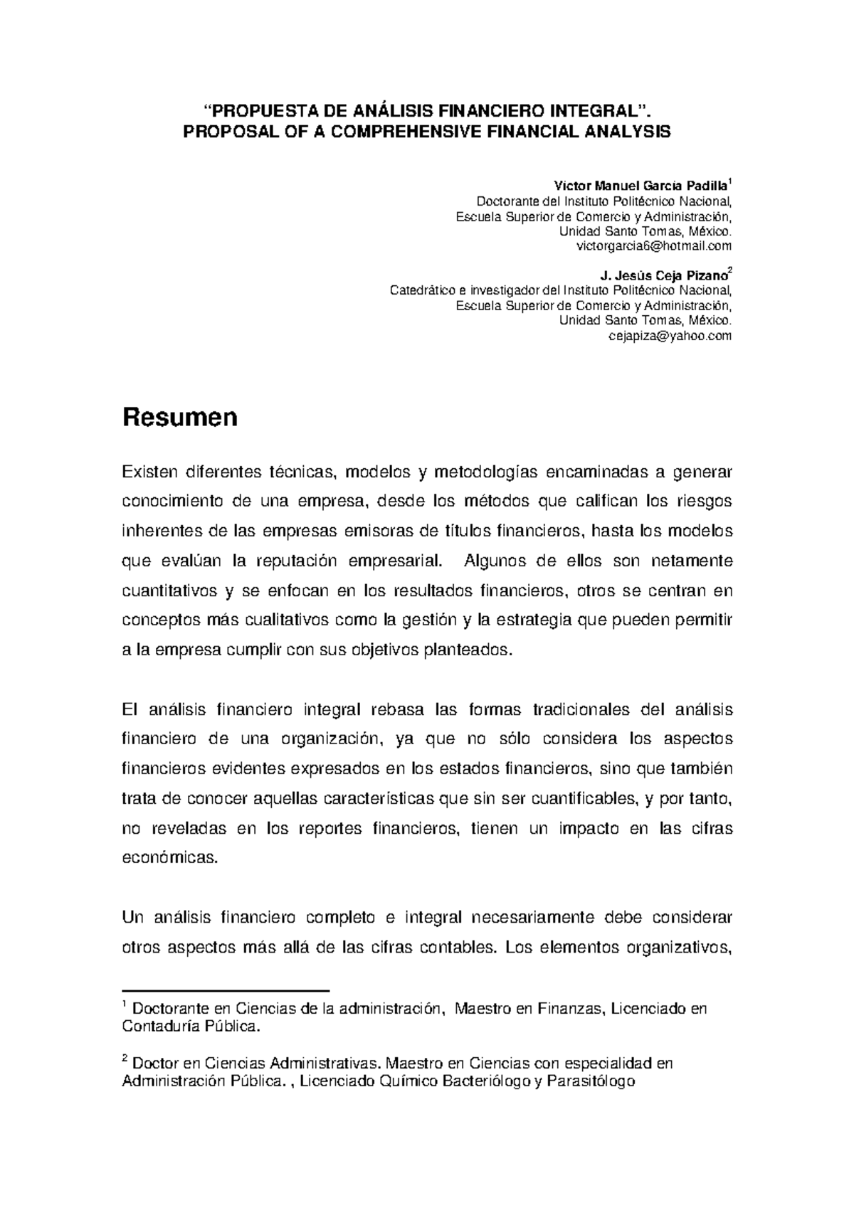 Propuesta de Análisis Financiero Integral: Un Enfoque Completo - Studocu