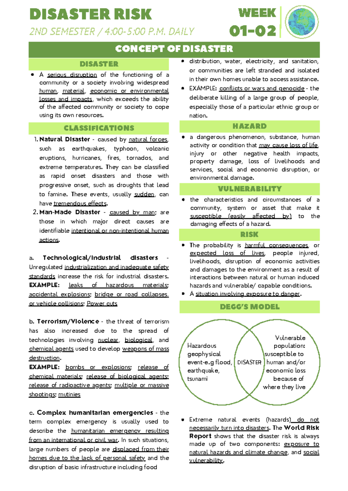 Disaster Risk and Reduction: Week 2 Concepts and Classifications - Studocu