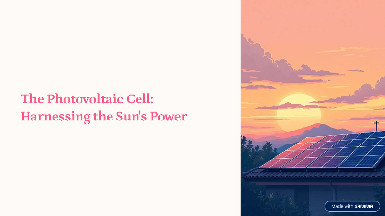 The Photovoltaic Cell: Harnessing Solar Energy for a Sustainable Future ...