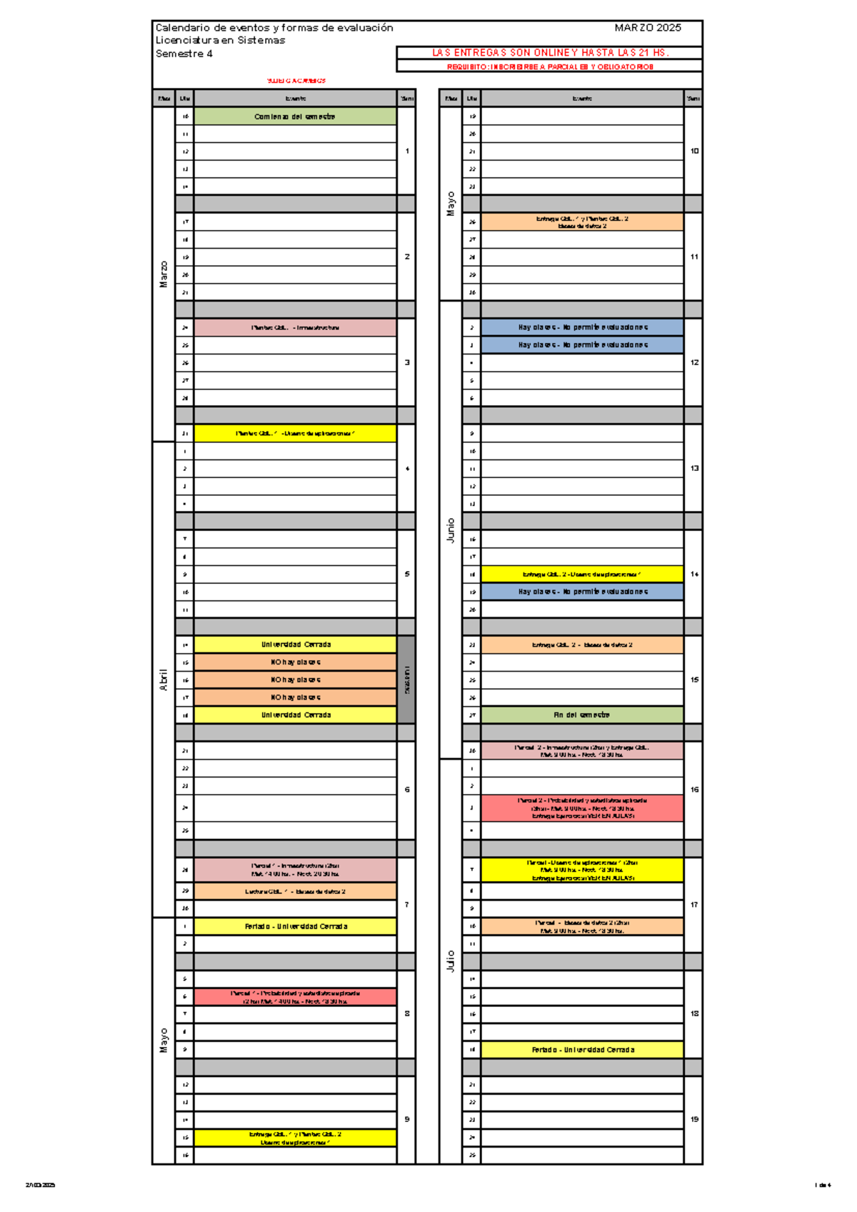 An4 - Gaaaaa - Calendario de eventos y formas de evaluación MARZO 2025 ...
