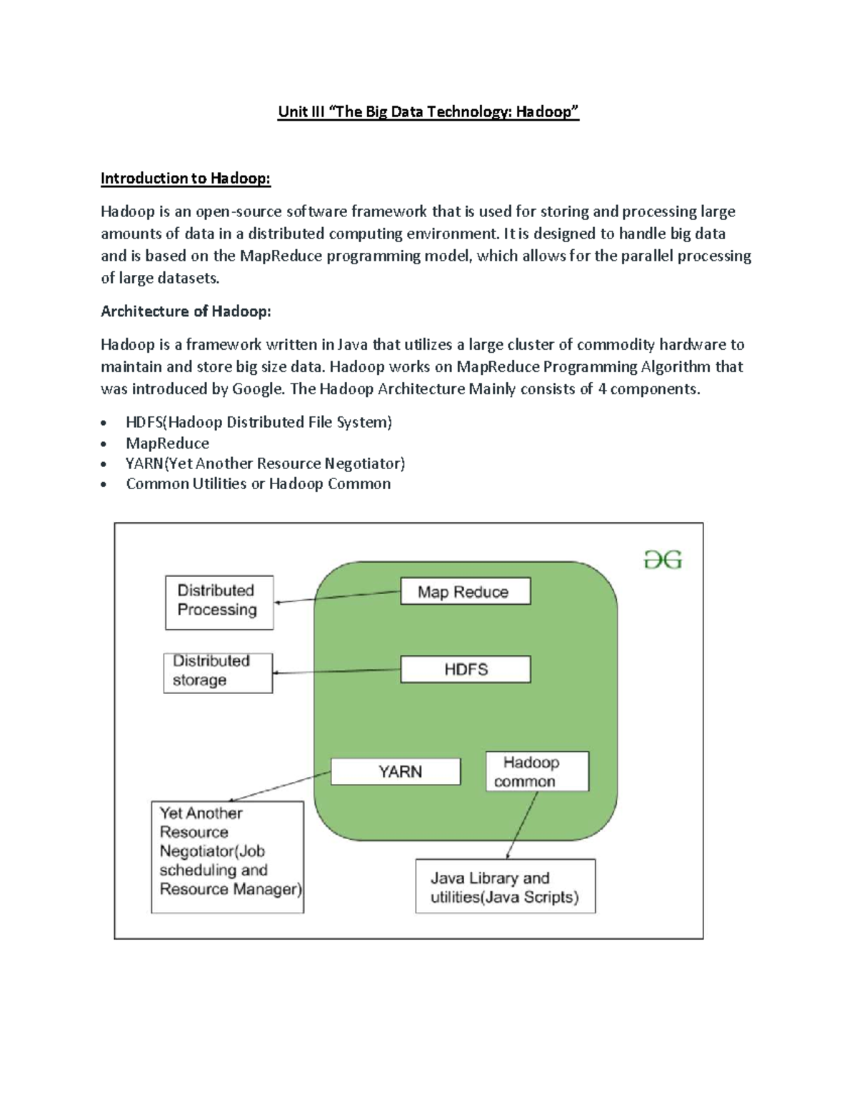 BDA UNIT 3: Comprehensive Overview of Hadoop Architecture and ...
