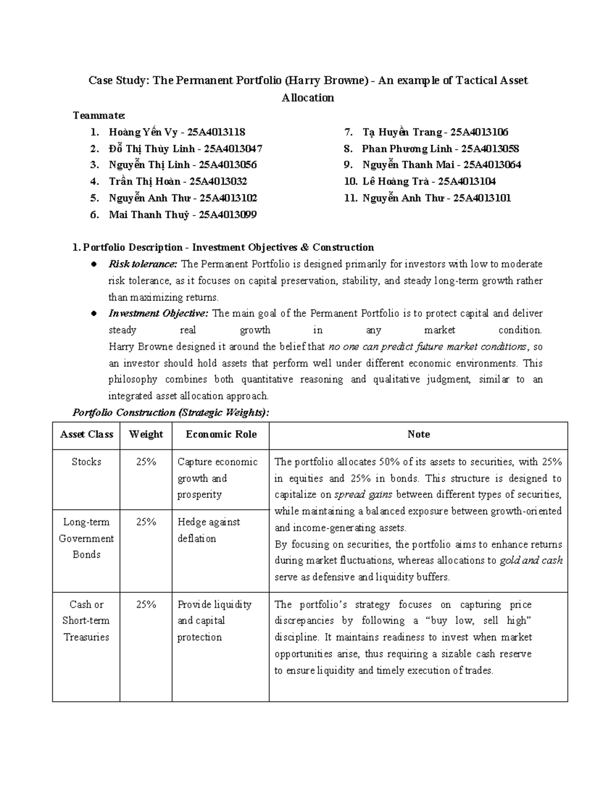 Case Study: Tactical Asset Allocation in the Permanent Portfolio ...