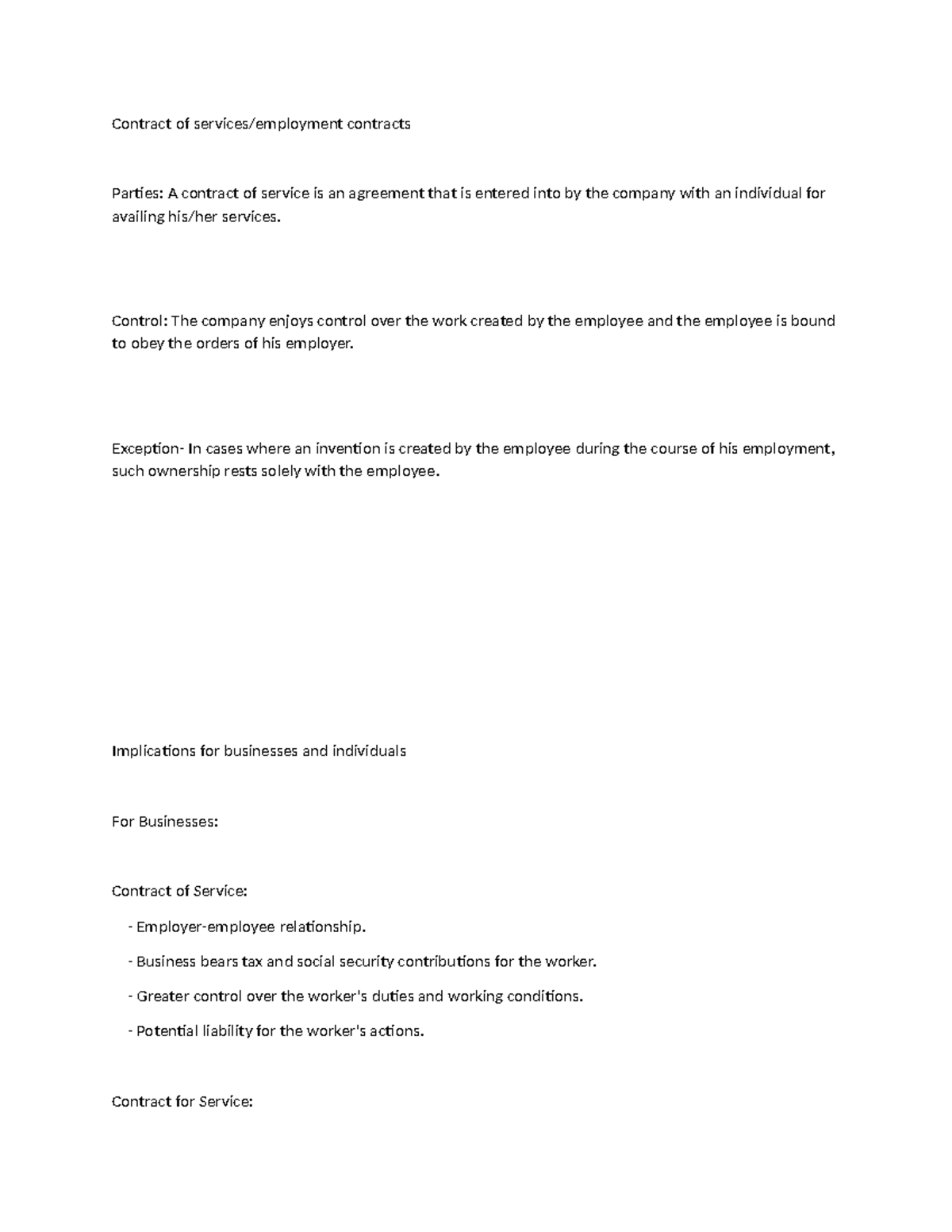 Contract of Service vs. Contract for Service: Key Differences and ...