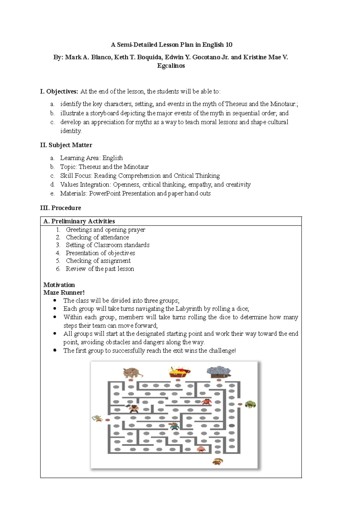 Lesson Plan: Inductive & Deductive Teaching in English 10 - Studocu
