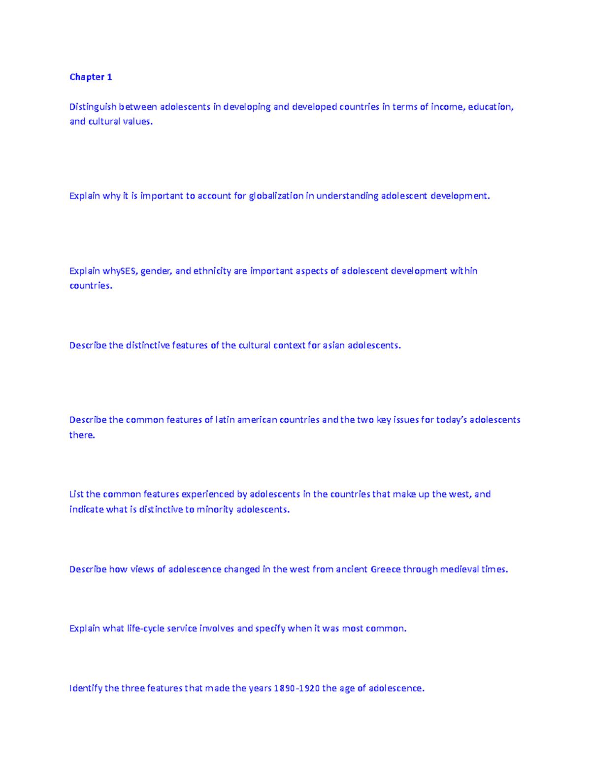 Psych 3ab3 study - review questions from textbook chapters - Chapter 1 ...