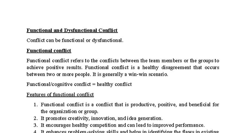Functional vs Dysfunctional Conflict: Understanding Team Dynamics - Studocu