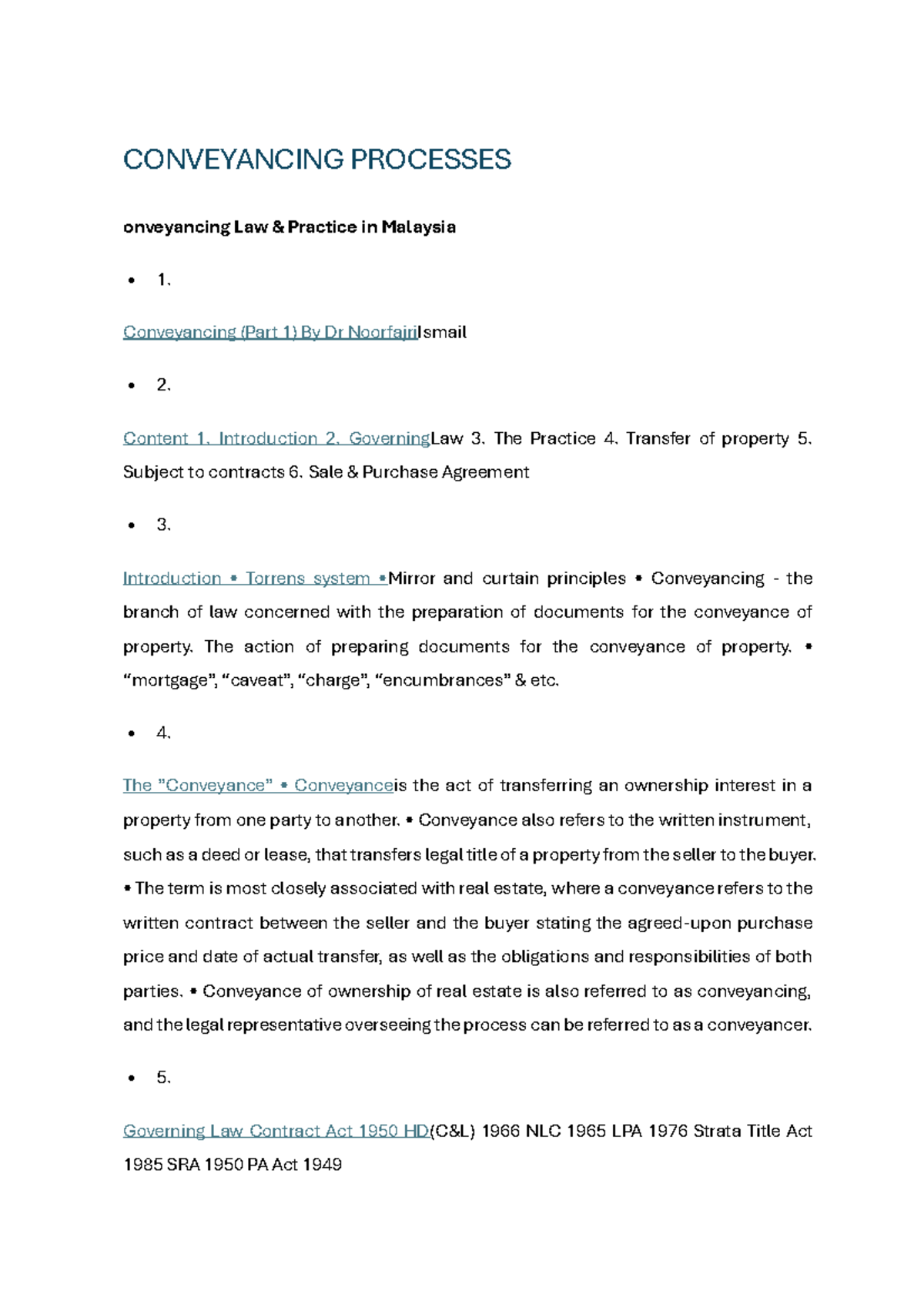 Conveyancing Processes: A Comprehensive Guide to Malaysian Law - Studocu