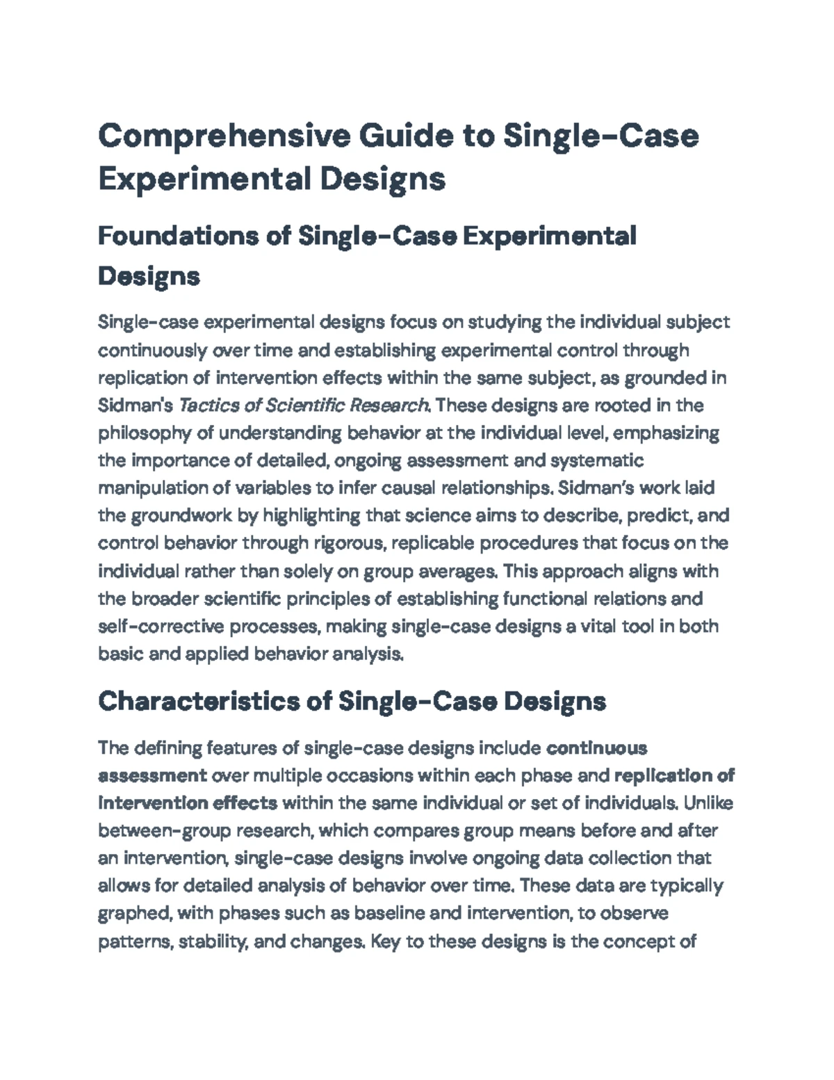 Single-Case Experimental Designs: Key Features and Challenges (2021 ...