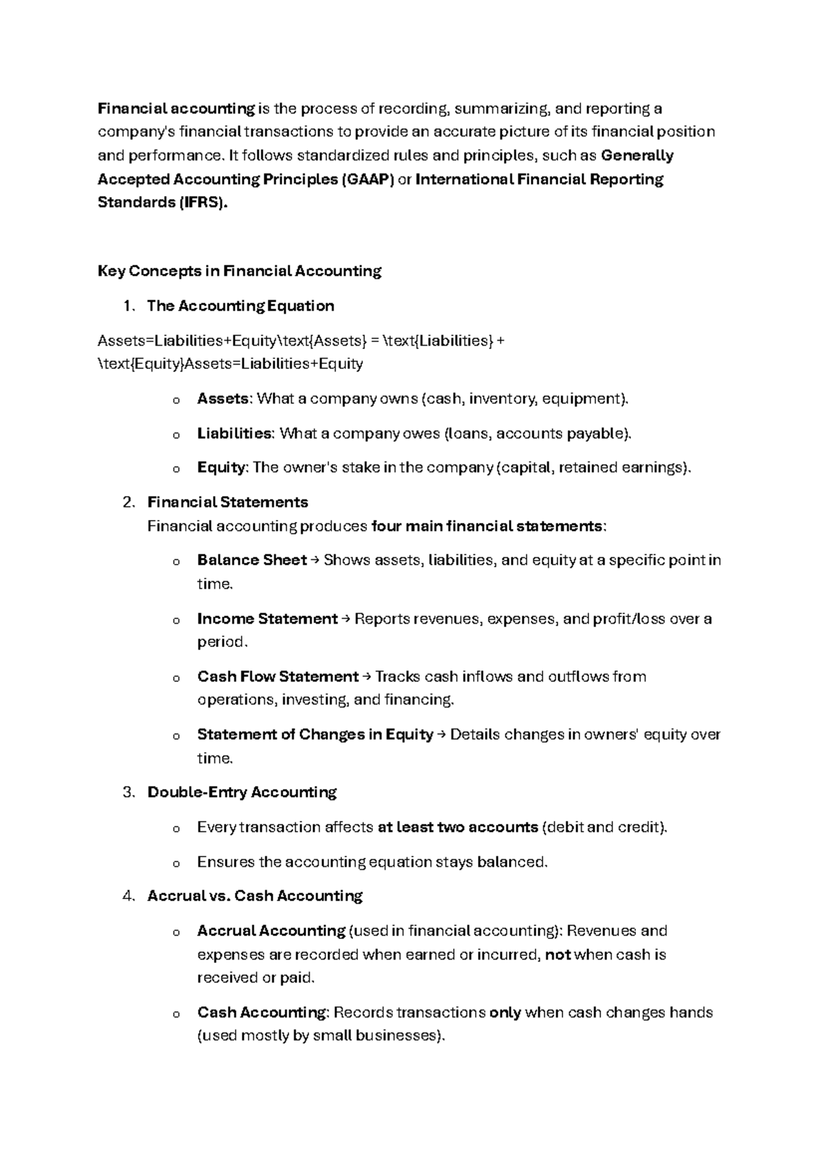 BFA description - Financial accounting is the process of recording ...