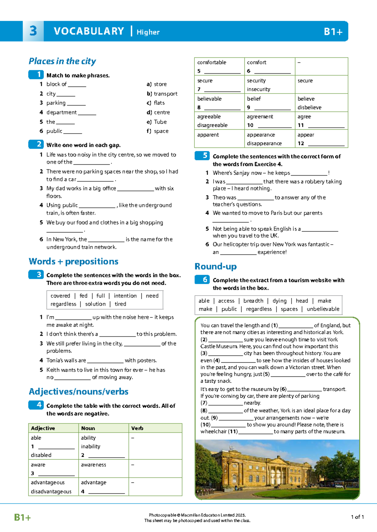OPT B1PLUS Vocabulary: Higher Places in the City Exercise - Studocu