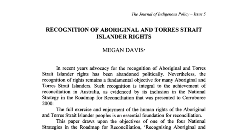 Recognition of Aboriginal and Torres Strait Islander Rights: A Human ...