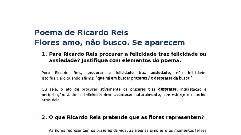 Poema de Ricardo Reis - trabalhos - Poema de Ricardo Reis Flores amo ...
