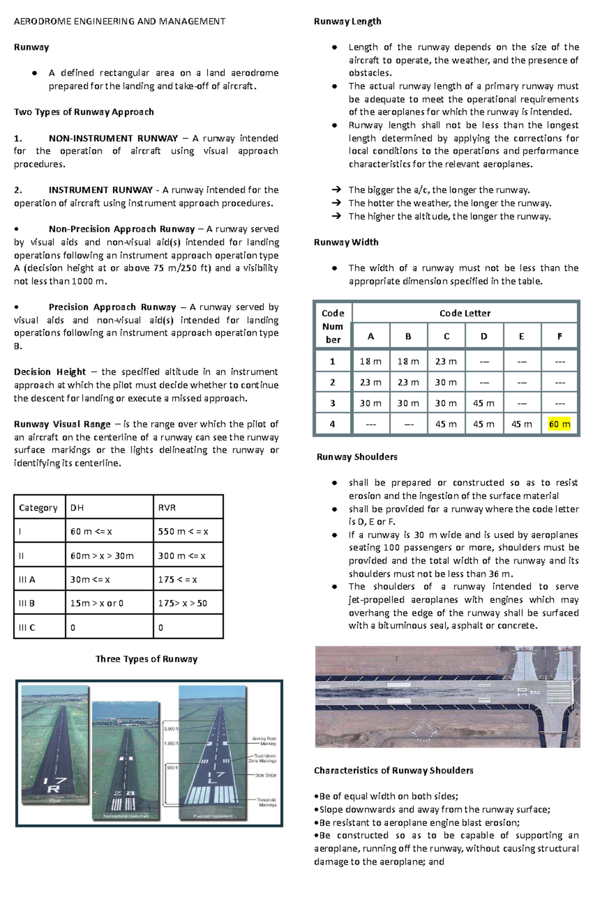 AERODROME ENGINEERING AND MANAGEMENT: Runway Length and Characteristics ...