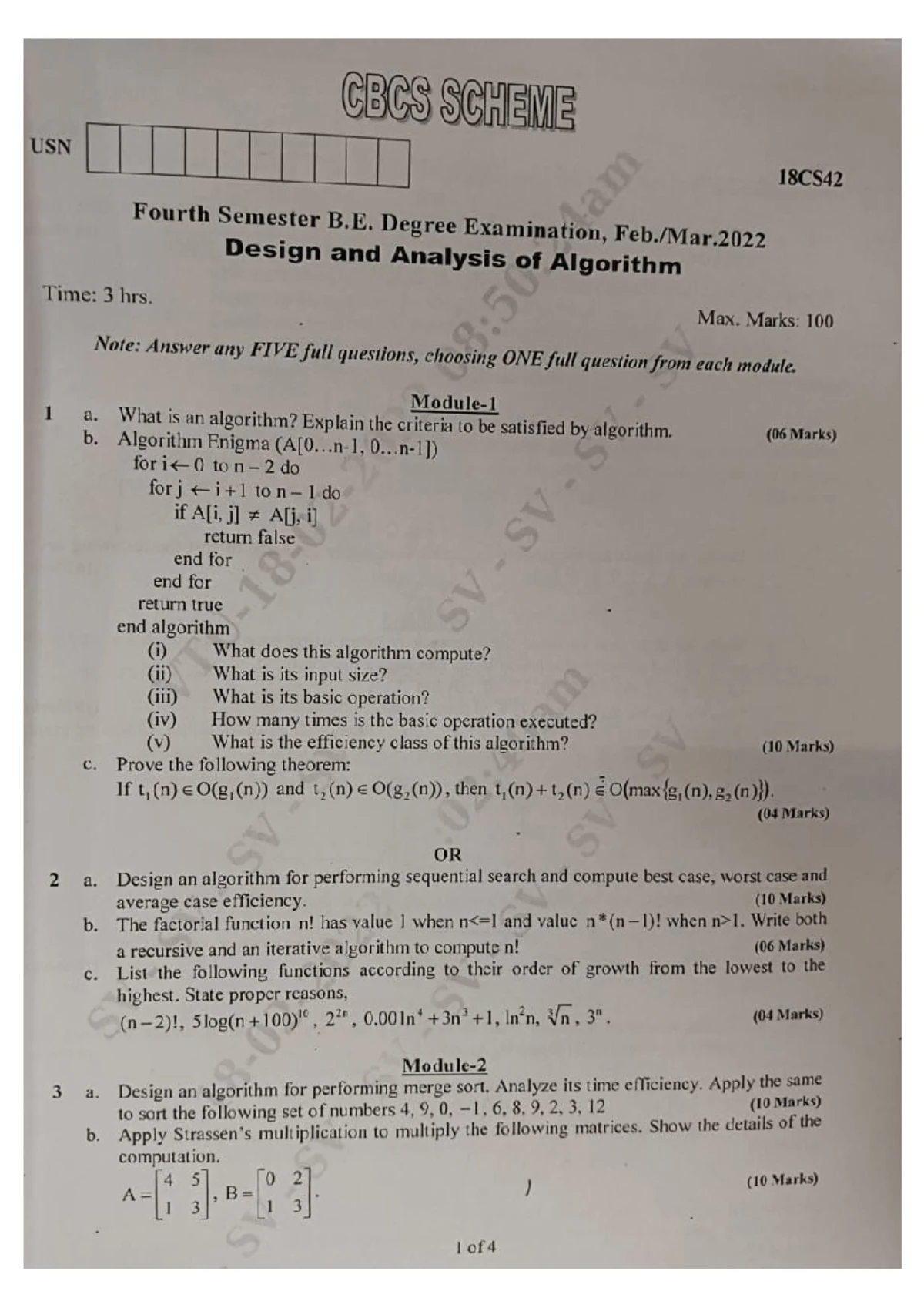 Design and Analysis of Algorithms - 18CS42 Final Exam Notes - Studocu