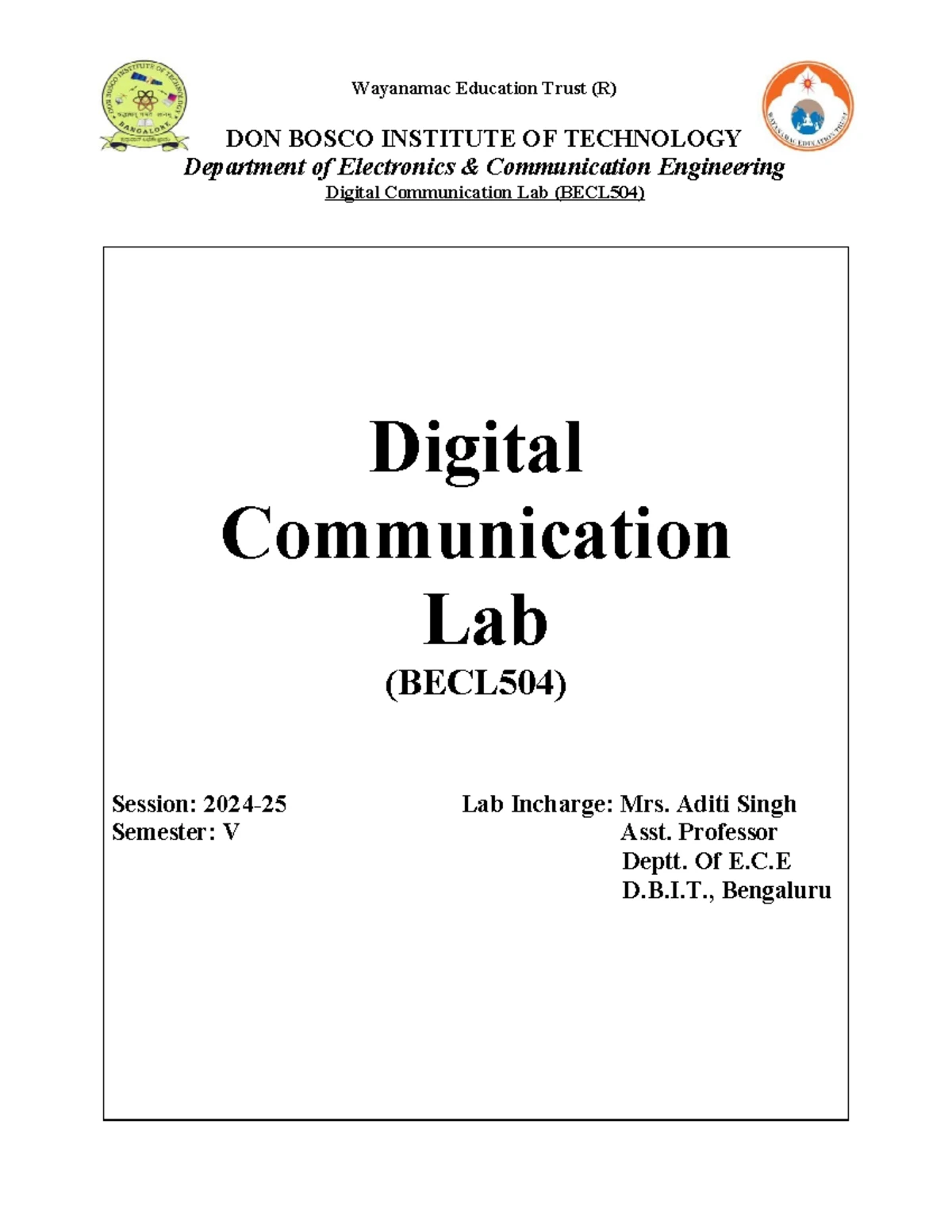 Control System Lab Manual BEC403 for IV Semester 2024-25 - Studocu