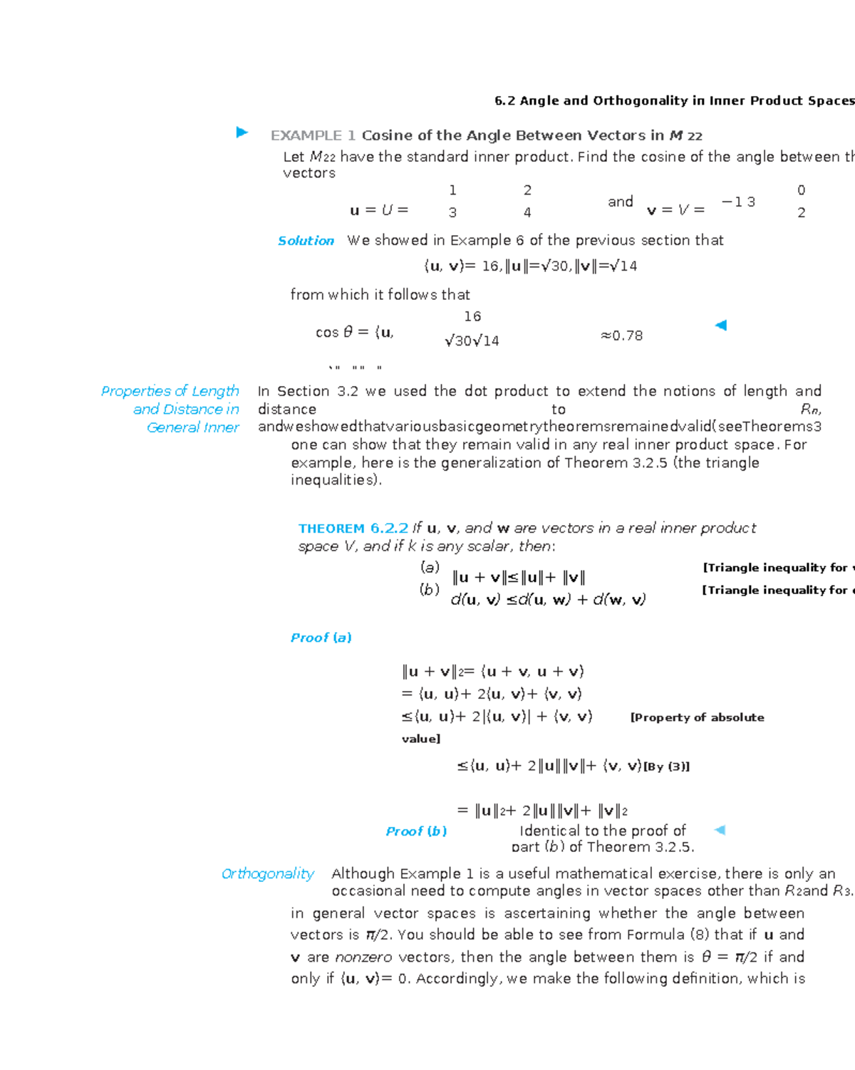 6.2 Angle and Orthogonality in Inner Product Spaces - M22 Lecture Notes ...