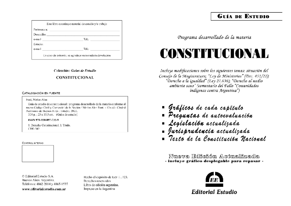 Guía de Estudio: Derecho Constitucional (DC-2022) - Actualización 12ª - Document Preview