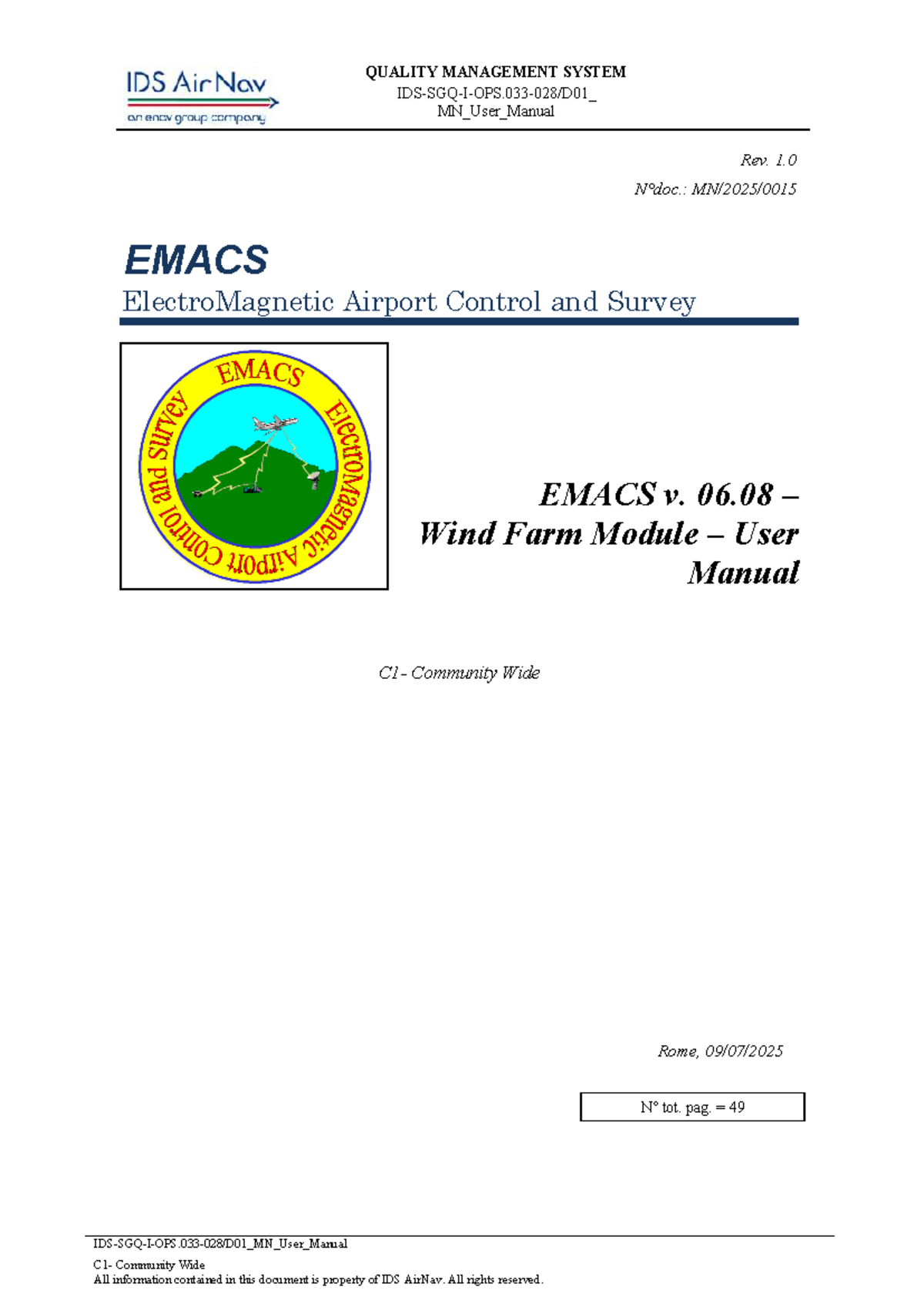 EMACS 06.08 Wind Farm Module User Manual - Quality Management System ...