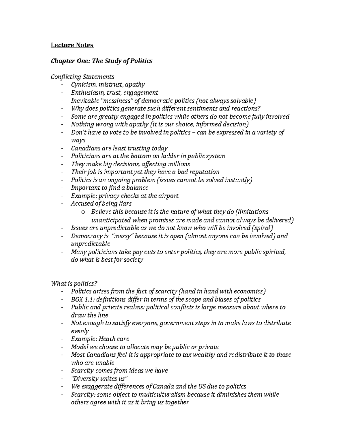 Summary - lectures of Midterm 1 - Lecture Notes Chapter One: The Study ...