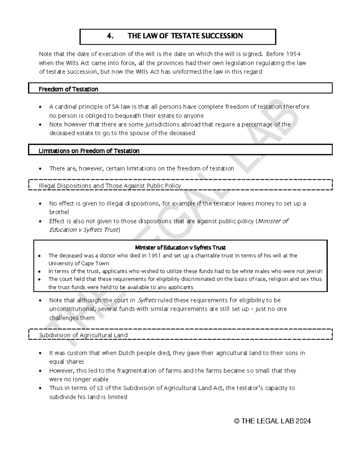 4. The Law of Testate Succession - © THE LEGAL LAB 2024 4. THE LAW OF ...