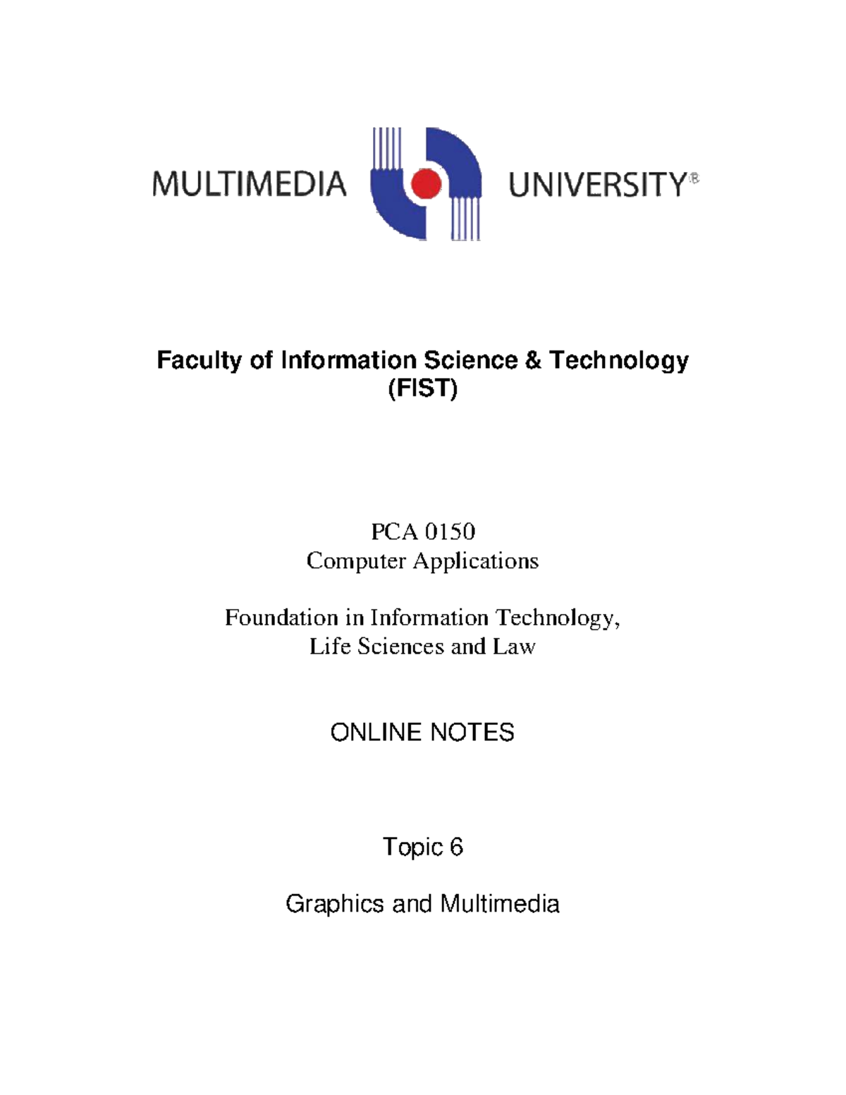 PCA0150 Online Notes: Overview of Graphics & Multimedia Concepts - Studocu