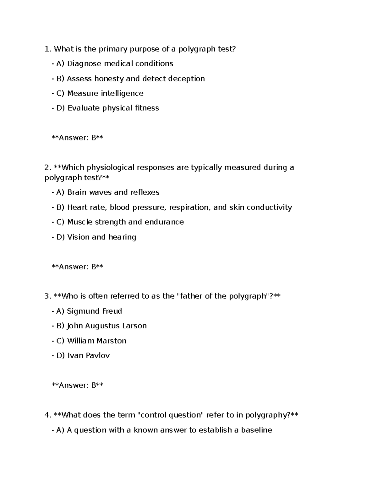 Polygraph Test 1 Q&A - Insightful Answers for Study Prep - Studocu