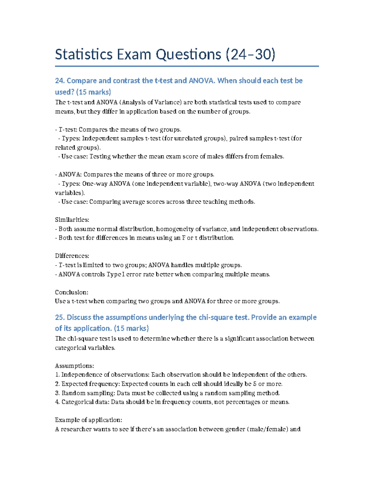 Statistical Analysis Questions for Business Planning (Course Code ...