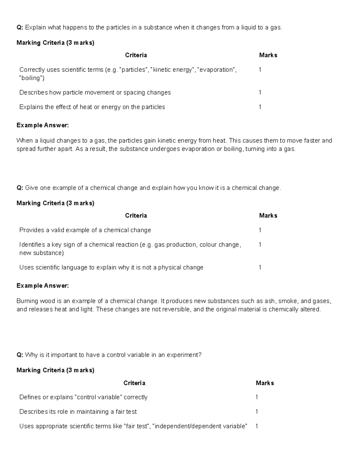 Practice Questions for Science Exam (15 09) - Studocu